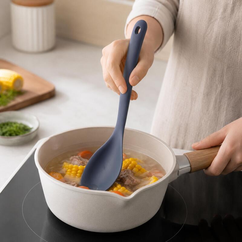 Korkmaz Twisty Heat-Resistant Silicone Serving Spoon, BPA-Free, Grey