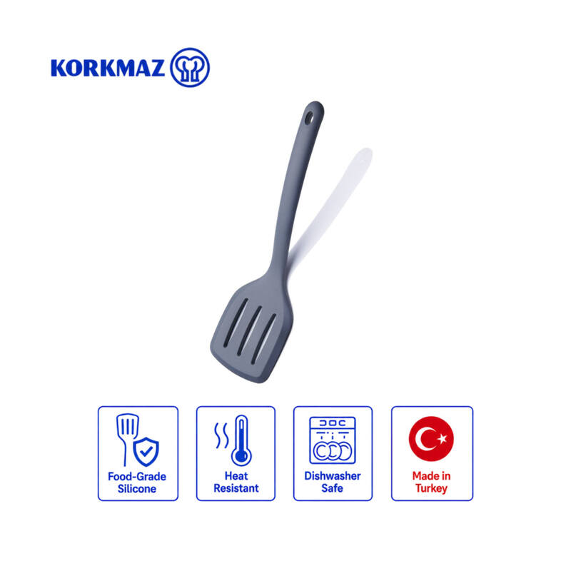 Korkmaz Twisty Silicone Slotted Turner, Heat-Resistant BPA-Free Spatula