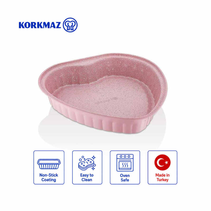 Korkmaz Torta Heart-Shaped Granite Non-Stick Cake Pan, 27cm