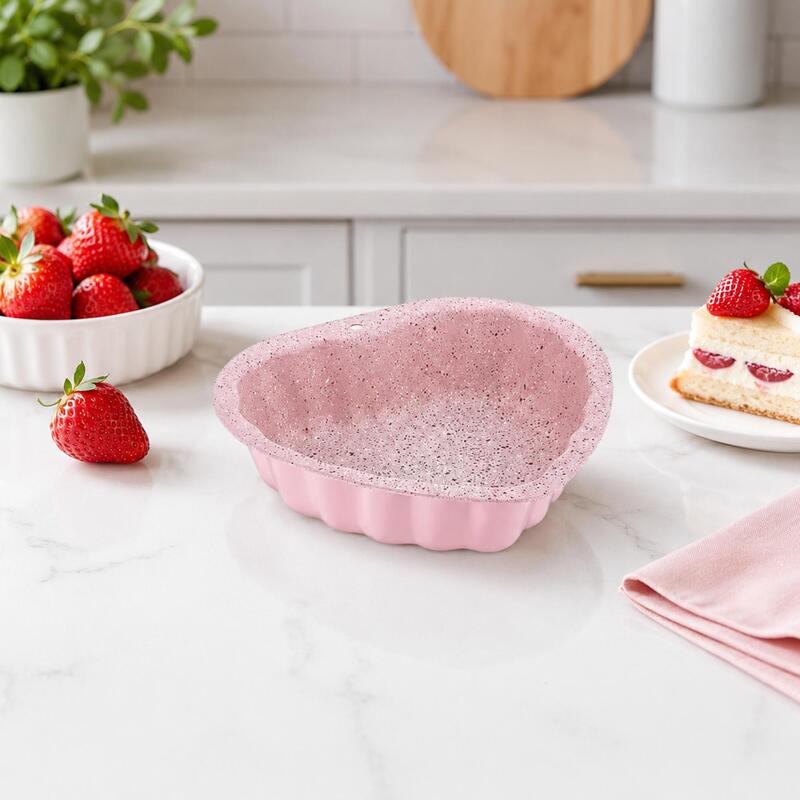 Korkmaz Torta 2-Piece Granite Non-Stick Mini Heart Cake Pan Set, 12cm