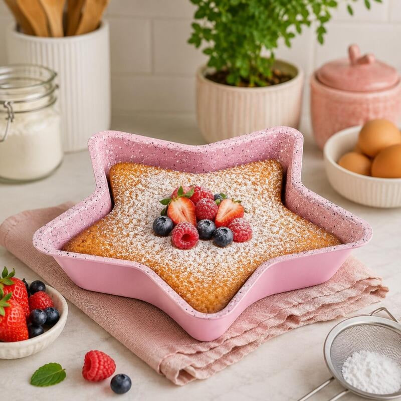 Korkmaz Torta 2-Piece Granite Non-Stick Mini Star Cake Pan Set, 9cm