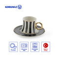 Korkmaz Freedom Coffee Espresso Cups with Saucers Set