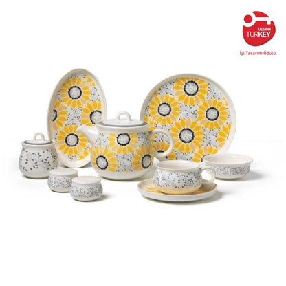 Korkmaz Kappa Collection Breakfast Set - 30 Pieces, Cups and Saucers Sets, Breakfast Plates, Teapot, Made in Turkey