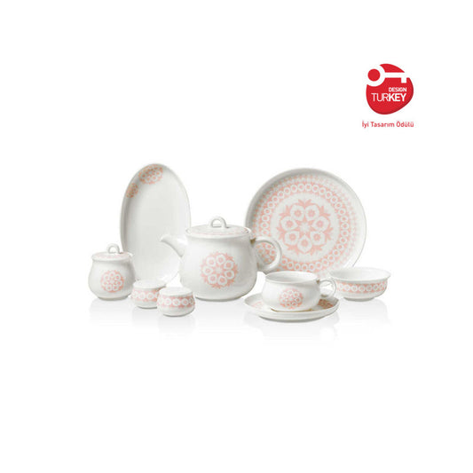 Korkmaz Kappa Collection Breakfast Set - 30 Pieces, Cups and Saucers Sets, Breakfast Plates, Teapot, Made in Turkey
