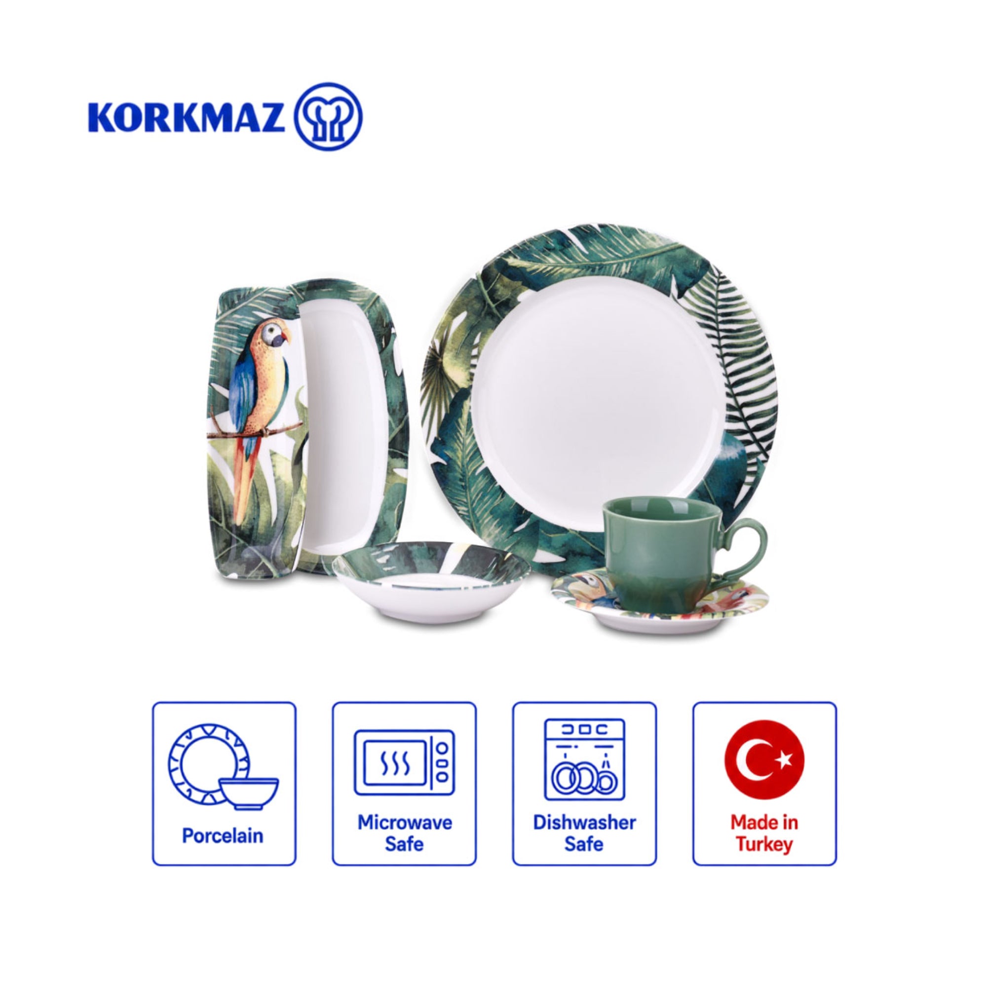 Korkmaz Natura Collection Breakfast Set - 26 Pieces, Cups and Saucers Sets, Breakfast Plates,  Made in Turkey
