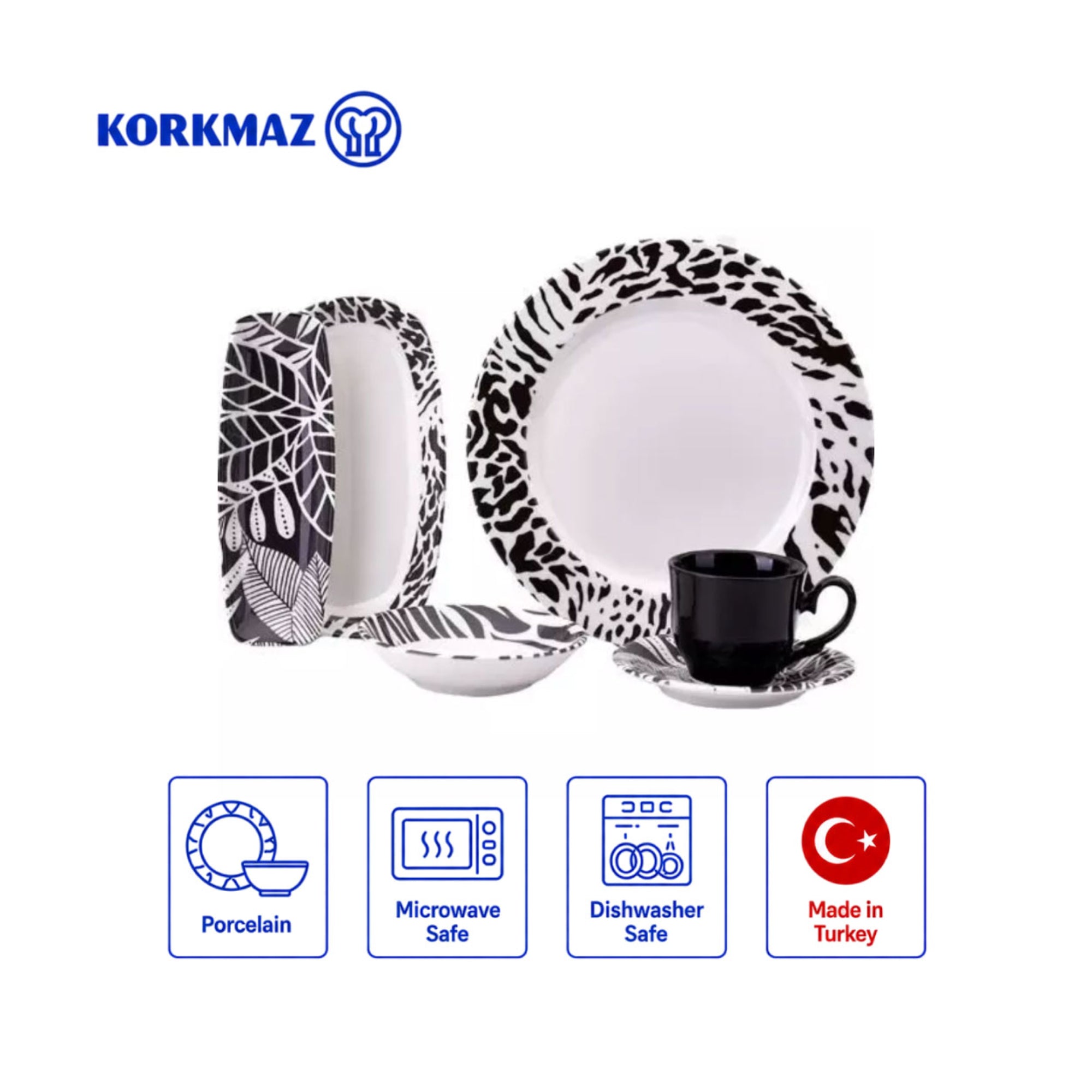 Korkmaz Natura Collection Breakfast Set - 26 Pieces, Cups and Saucers Sets, Breakfast Plates,  Made in Turkey