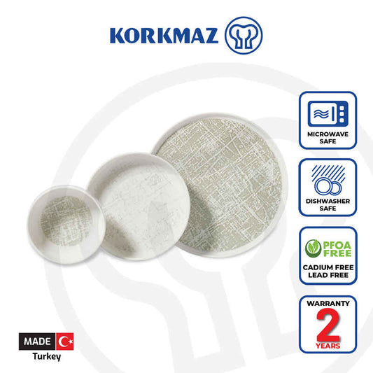 Korkmaz Talia Coll Dinnerware Set - 18 Pieces, Plates, Dishes, Bowls for 6 People, Made in Turkey