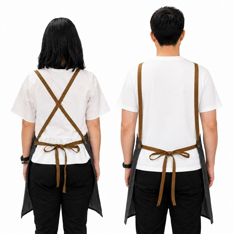 Korkmaz Unisex Kitchen Apron Blue Denim with Leather Nylon Strap