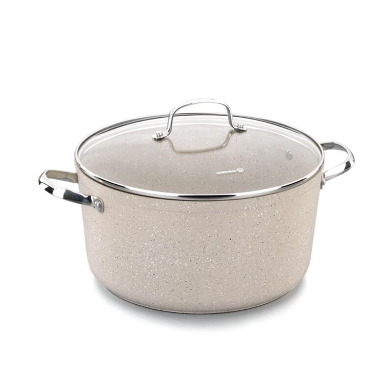 Korkmaz Granita Non-Stick Stock Pot with Glass Lid, Induction Compatible