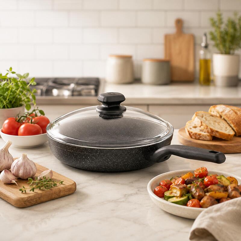Korkmaz Ornella Non-Stick Frying Pan with Glass Lid, Induction Compatible