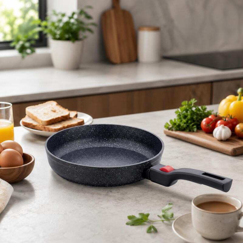 Korkmaz Ornella Practical Non-Stick Frying Pan with Removable Handle, Induction Compatible