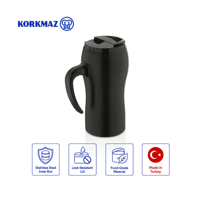 Korkmaz Comfort 500ml Stainless Steel Insulated Travel Coffee Mug with Handle