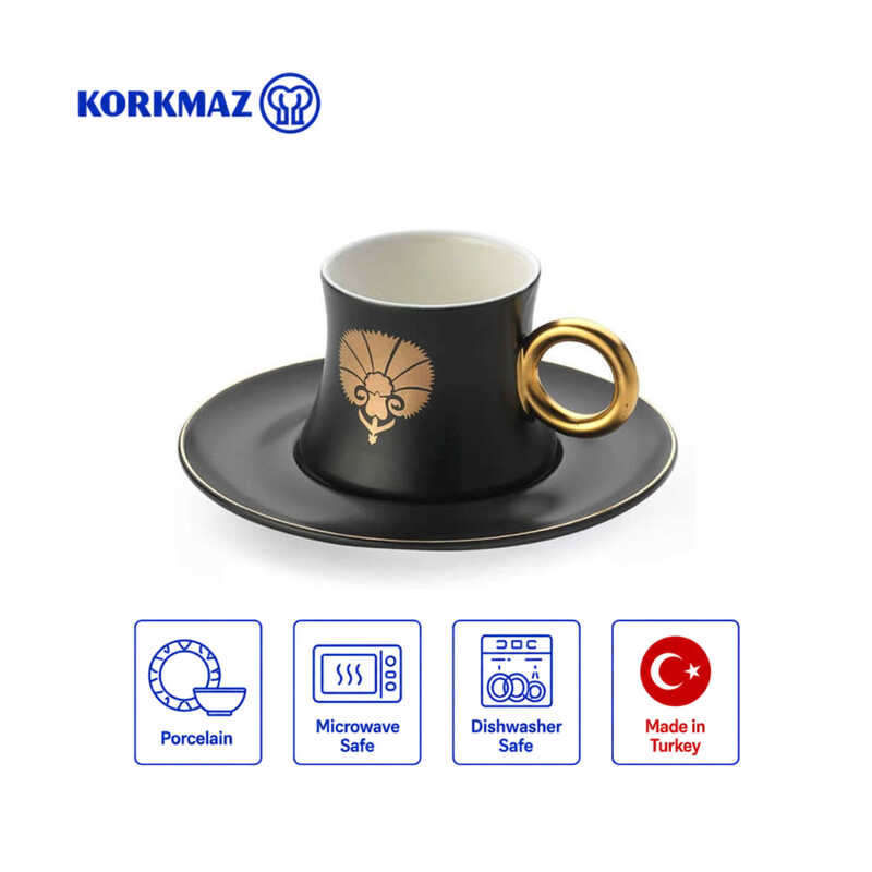 Korkmaz Freedom 6-Piece Turkish Coffee & Espresso Cup Set with Saucers