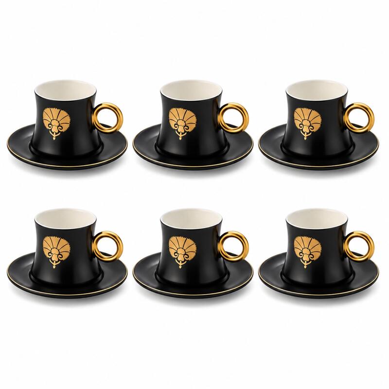 Korkmaz Freedom 6-Piece Turkish Coffee & Espresso Cup Set with Saucers