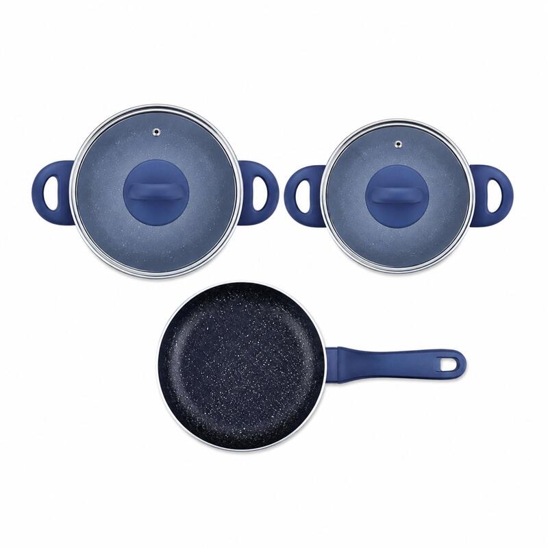 Korkmaz Bella 5-Piece Non-Stick Cookware Set with Pots, Lids & Frying Pan