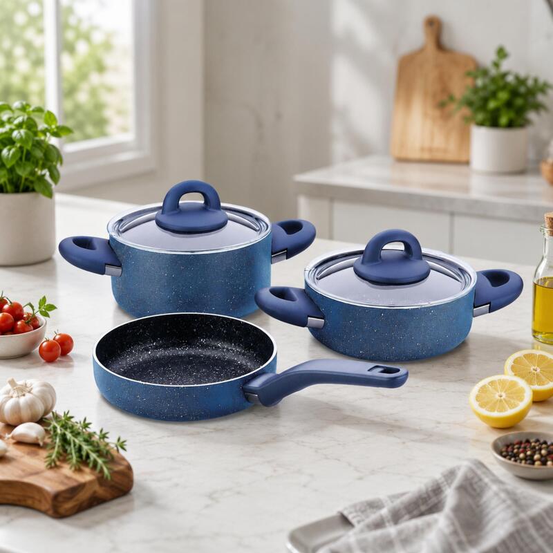 Korkmaz Bella 5-Piece Non-Stick Cookware Set with Pots, Lids & Frying Pan