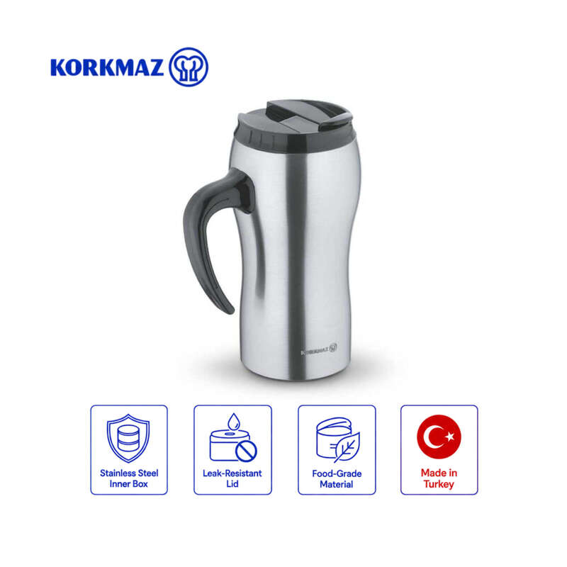 Korkmaz Comfort 500ml Stainless Steel Insulated Travel Coffee Mug with Handle