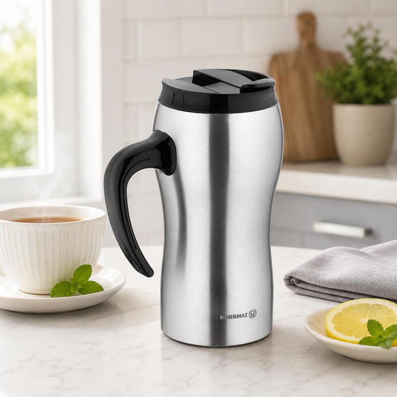Korkmaz Comfort 500ml Stainless Steel Insulated Travel Coffee Mug with Handle