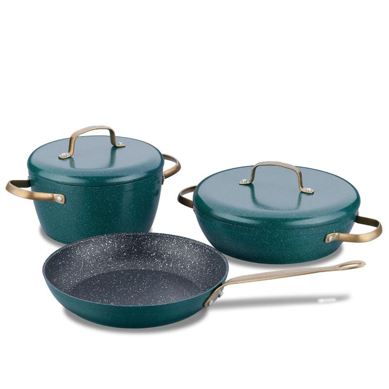 Korkmaz Vintage 5-Piece Non-Stick Cookware Set with Pots, Lids & Frying Pan