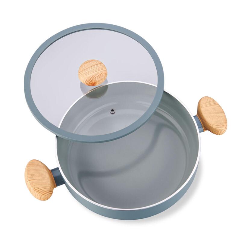 Korkmaz Mia Ceramic Non-Stick Cooking Pot – Induction Compatible, Mint Green, Glass Lid