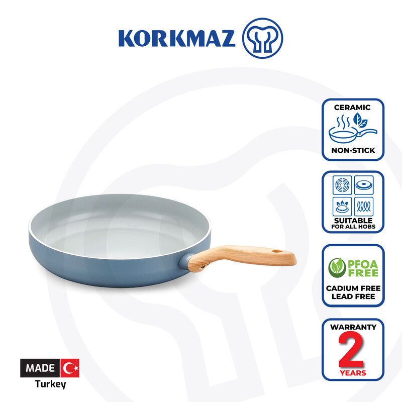 Korkmaz Mia Ceramic Non-Stick Frying Pan – Induction Compatible, PTFE & PFOA Free, Mint Green