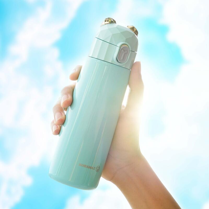 Korkmaz Bambino Plus 350ml Kids Insulated Water Bottle with One-Touch Leak-Resistant Lid