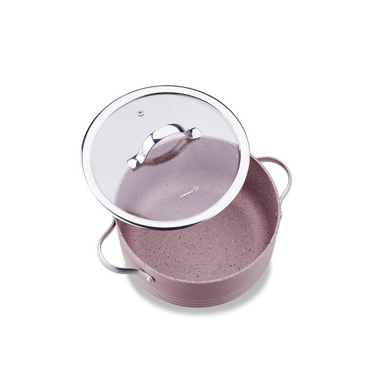 Korkmaz Linea Rosagold 7-Piece Non Stick Cookware Set with Glass Lid | Multiple Color Available