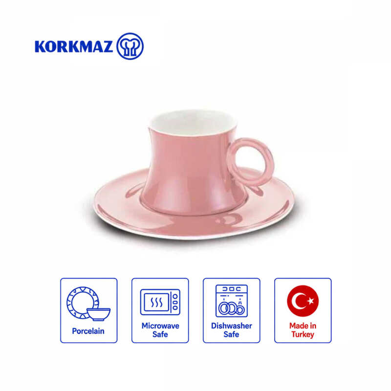 Korkmaz Freedom 6-Piece Turkish Coffee & Espresso Cup Set with Saucers