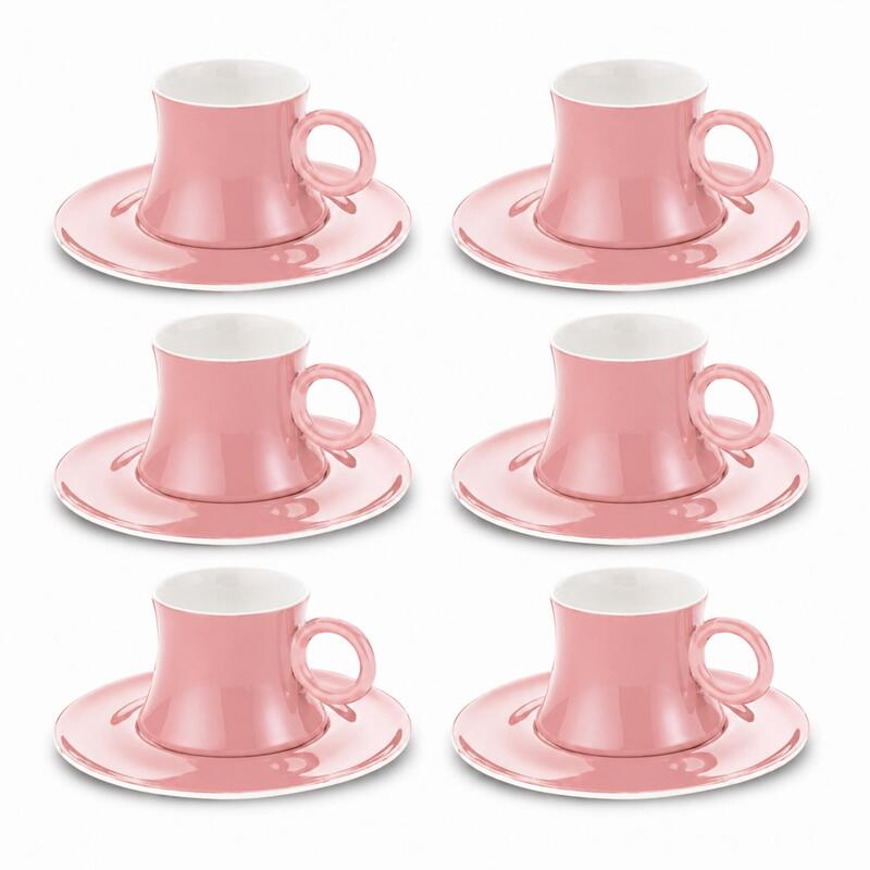 Korkmaz Freedom 6-Piece Turkish Coffee & Espresso Cup Set with Saucers