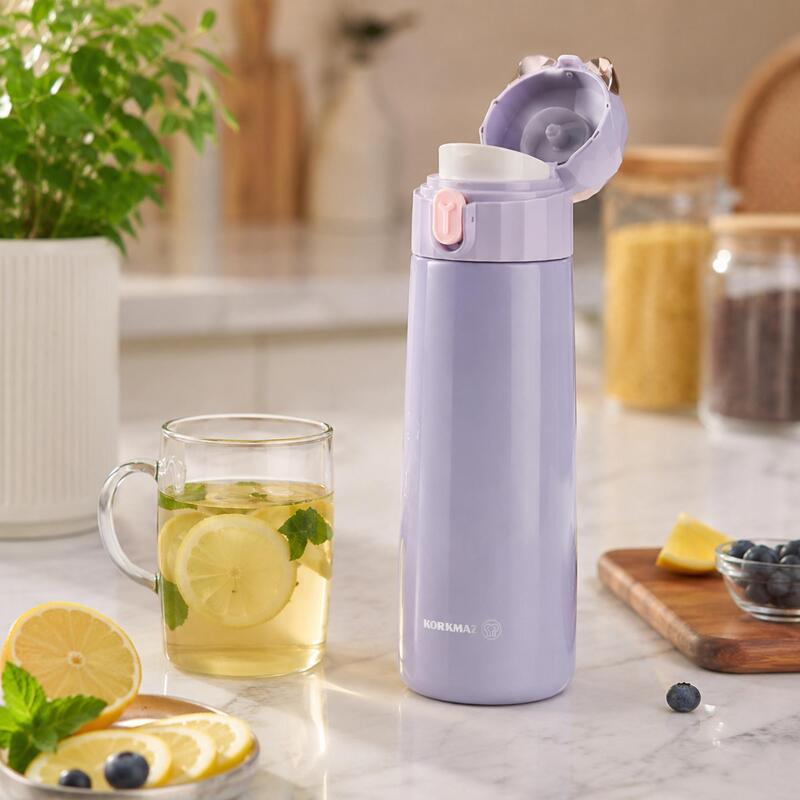 Korkmaz Bambino Plus 350ml Kids Insulated Water Bottle with One-Touch Leak-Resistant Lid