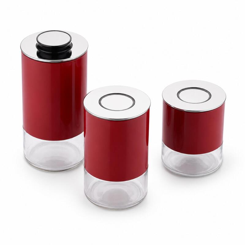 Korkmaz Stora Plus 3-Piece Dry Food Storage Canister Set with One-Touch Vacuum Lids