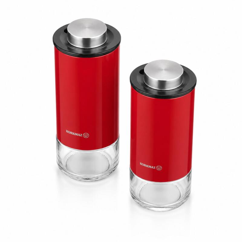 Korkmaz Stora Plus Salt & Pepper Shaker Set with 3-Setting Lids, 2-Piece