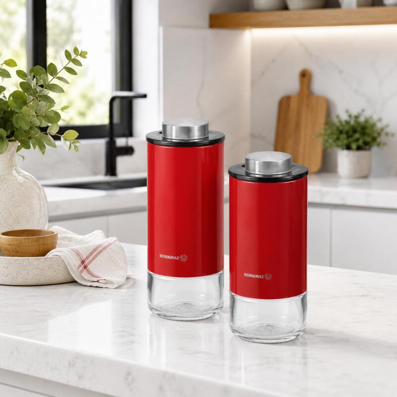 Korkmaz Stora Plus Salt & Pepper Shaker Set with 3-Setting Lids, 2-Piece