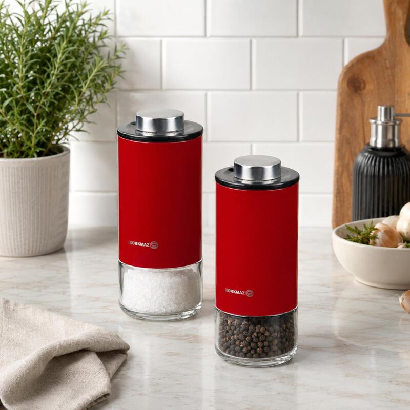 Korkmaz Stora Plus Salt & Pepper Shaker Set with 3-Setting Lids, 2-Piece
