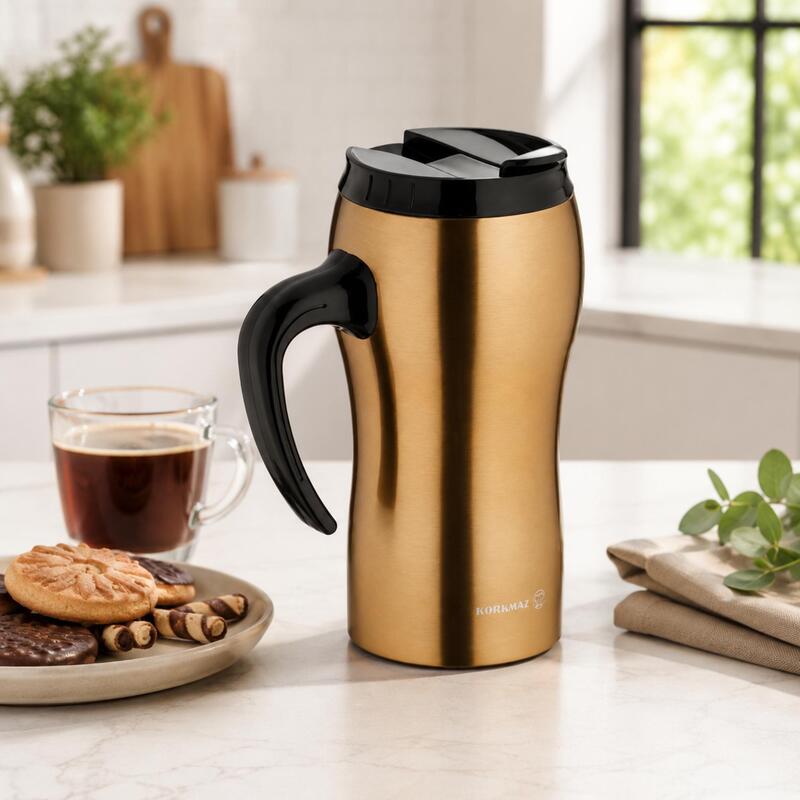 Korkmaz Comfort 500ml Stainless Steel Insulated Travel Coffee Mug with Handle