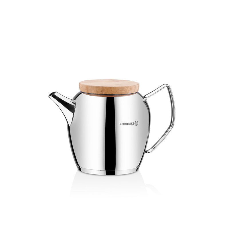 Korkmaz Montana 18/10 Stainless Steel Teapot with Wooden Lid