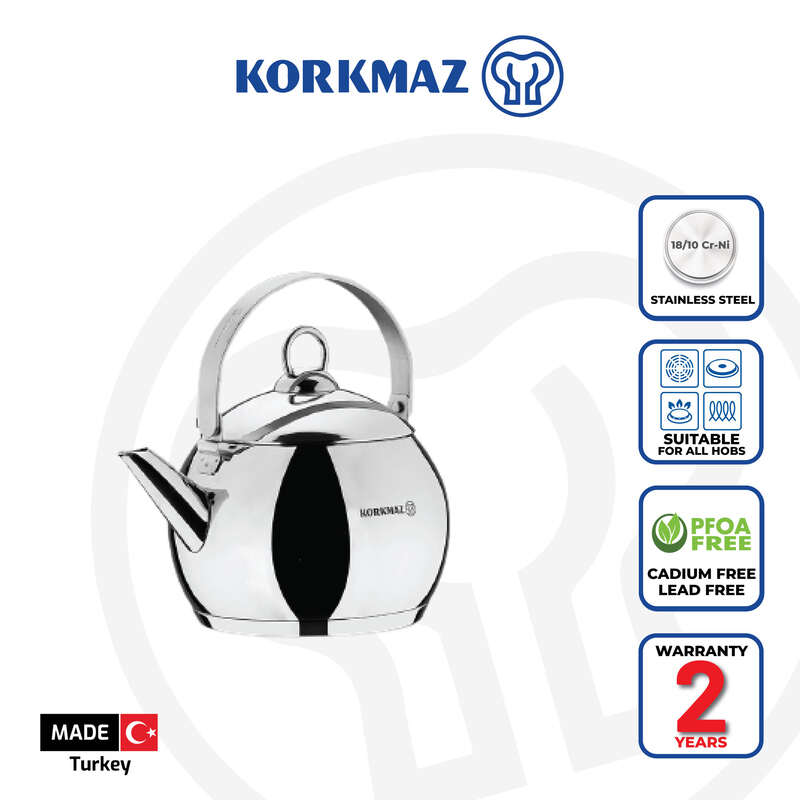 Korkmaz Tombik Stainless Steel Teapot | Multiple Sizes Available