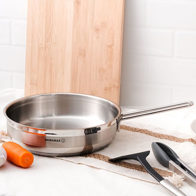 Korkmaz Alfa Stainless Steel Frying Pan | Multiple Sizes Available