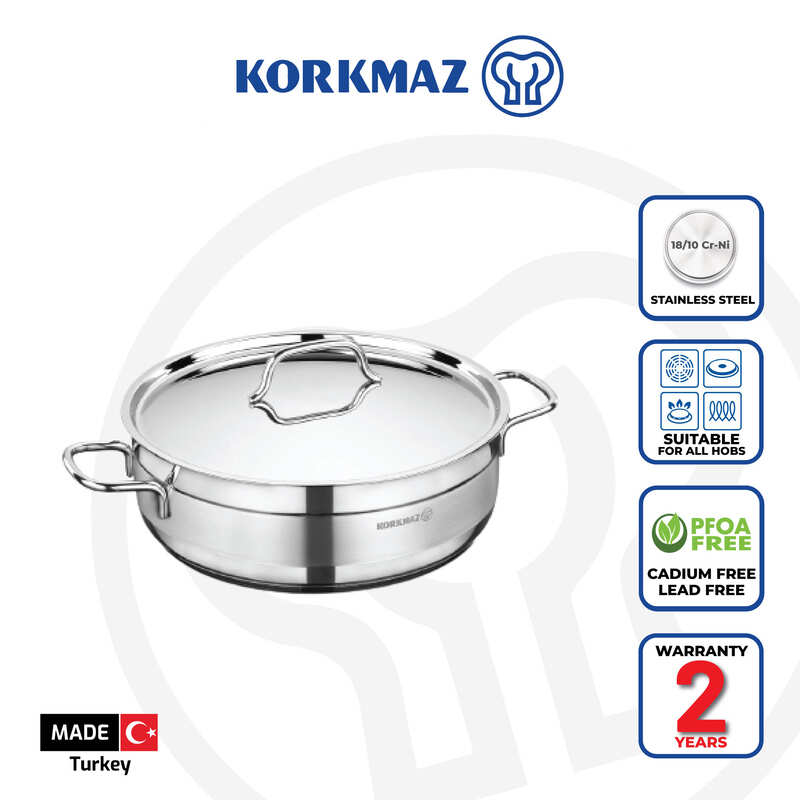 Korkmaz Alfa Stainless Steel Cooking Pot | Multiple Sizes Available
