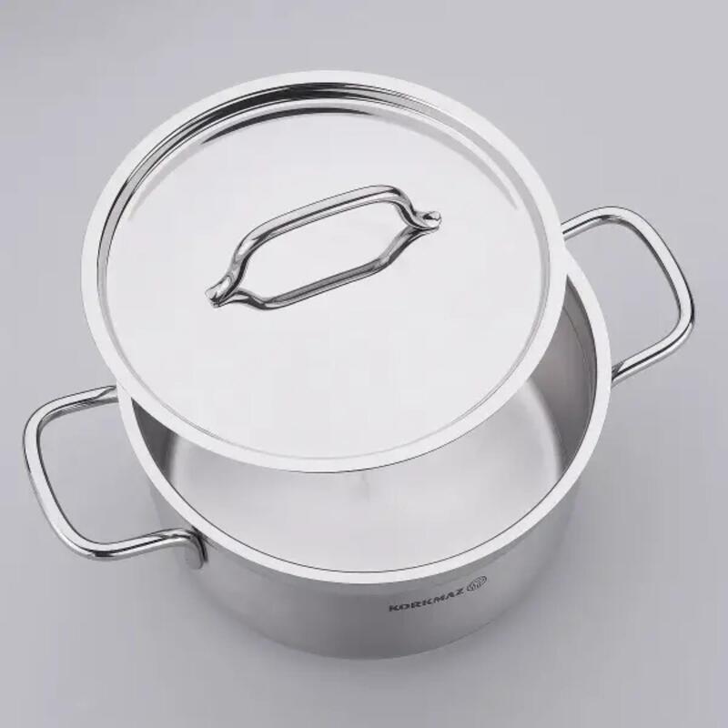 Korkmaz Alfa 18/10 Stainless Steel Cooking Pot with Lid, Induction Compatible