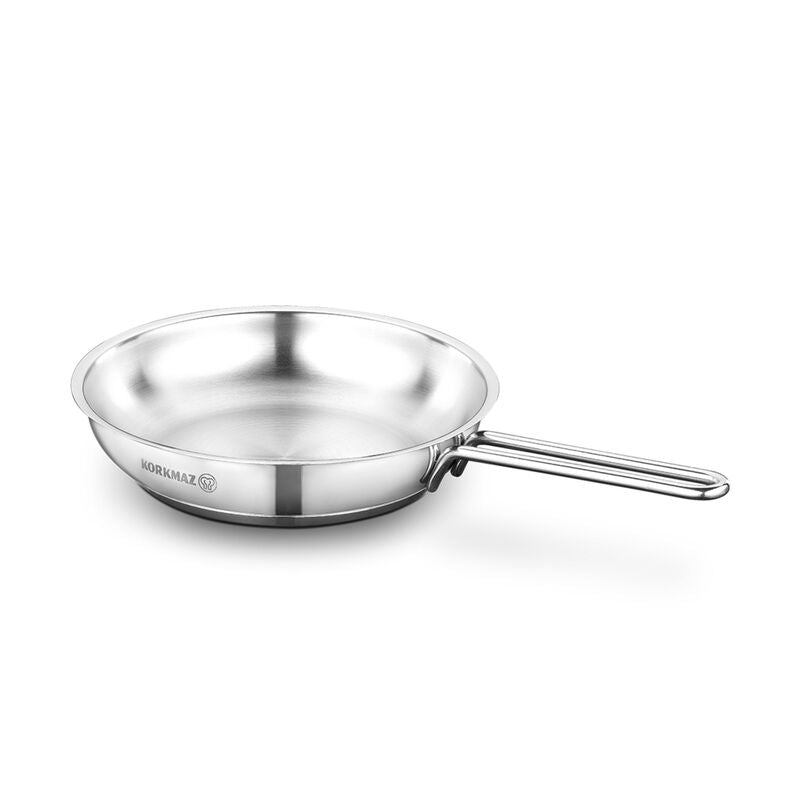 Korkmaz Tombik Stainless Steel Frying Pan| Multiple Sizes Available