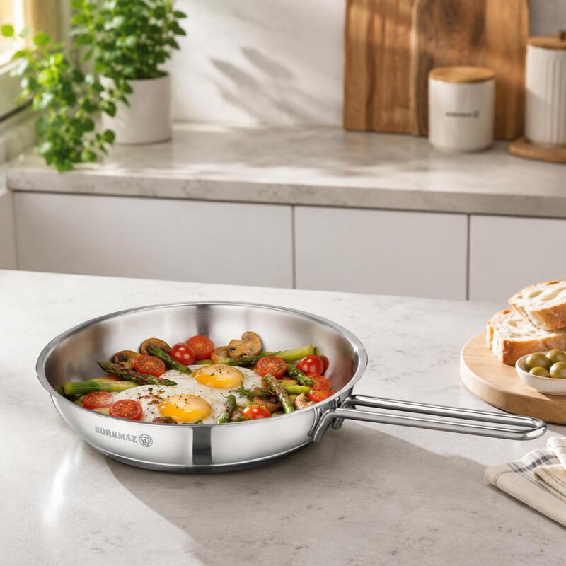 Korkmaz Tombik 18/10 Stainless Steel Frying Pan, Induction Compatible