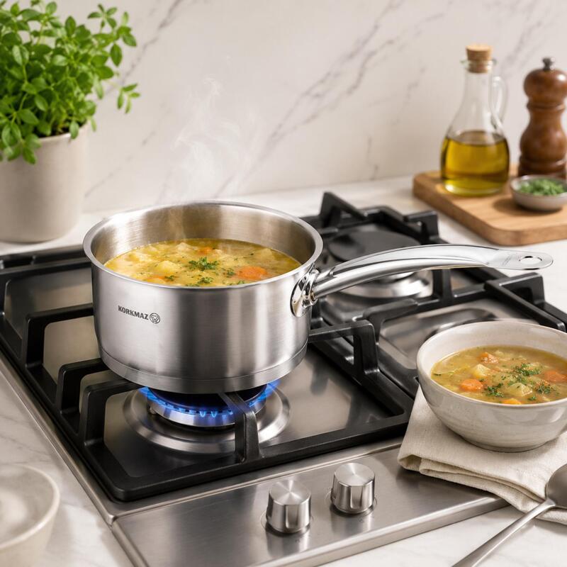 Korkmaz Proline 18/10 Stainless Steel Saucepan, Induction Compatible
