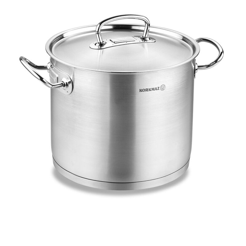Korkmaz Proline 18/10 Stainless Steel Cooking Pot with Lid, Induction Compatible