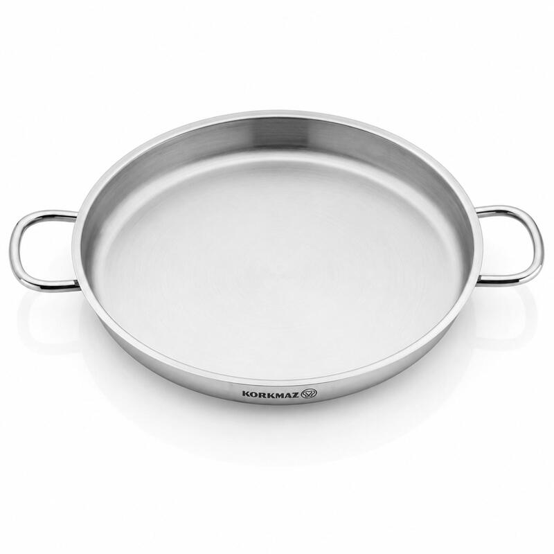 Korkmaz Proline 18/10 Stainless Steel Dual-Handle Frying Pan, Induction Compatible