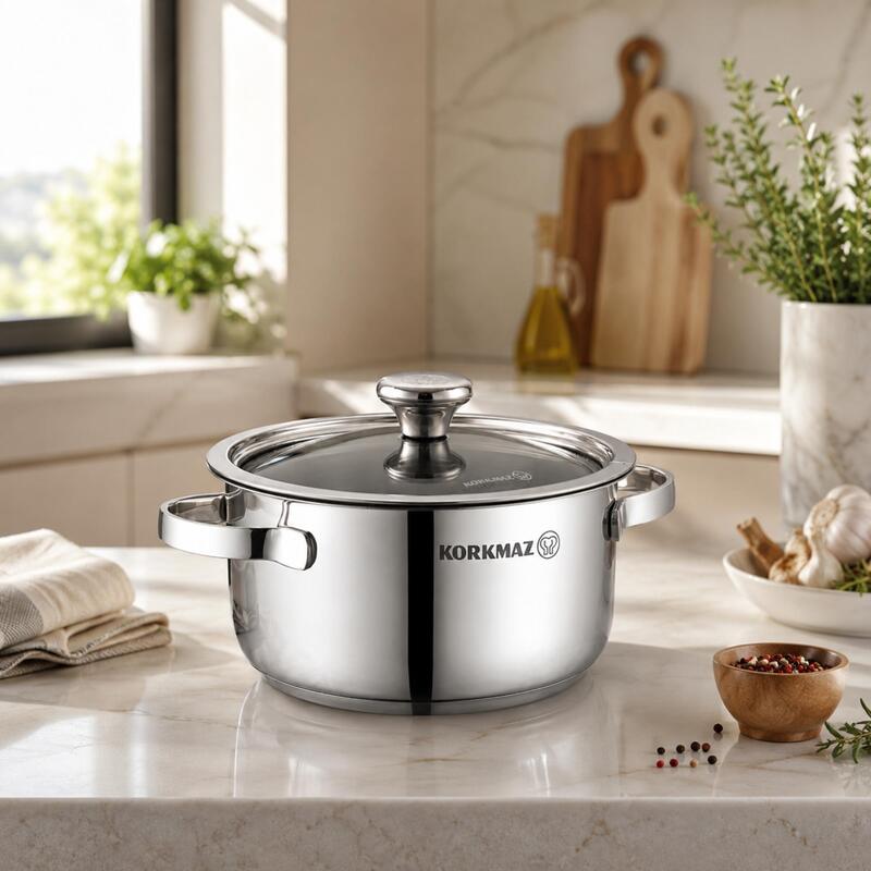 Korkmaz Minika Stainless Steel Pot | Multiple Sizes Available