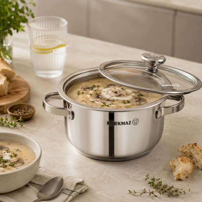 Korkmaz Minika Stainless Steel Pot | Multiple Sizes Available
