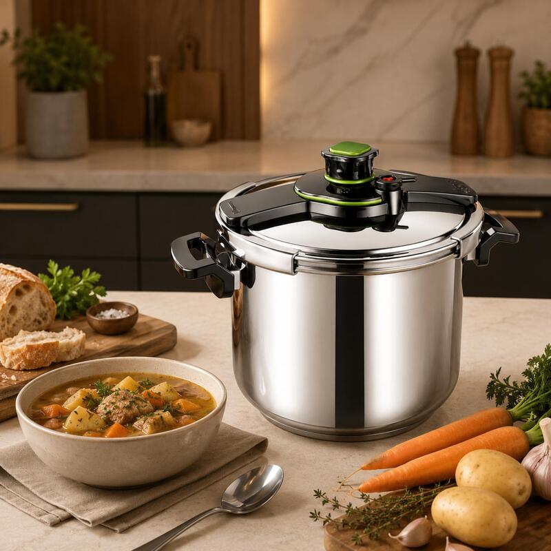 Korkmaz Tessa 10L 18/10 Stainless Steel Stovetop Pressure Cooker, Induction Compatible