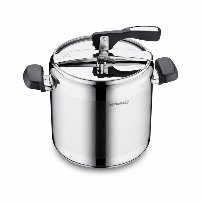 Korkmaz Turbo 18/10 Stainless Steel Pressure Cooker, Induction Compatible