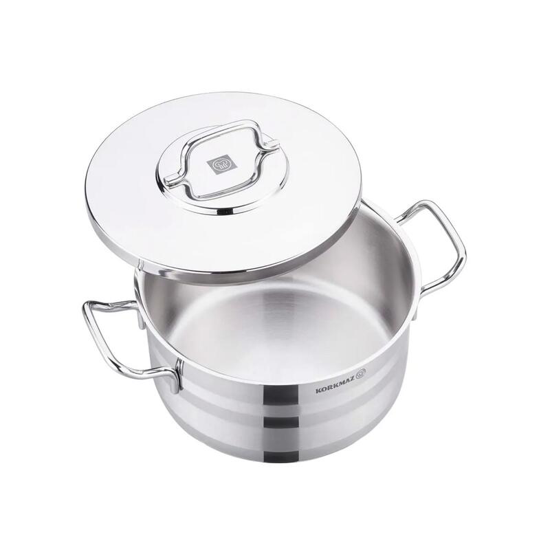 Korkmaz Astra2 18/10 Stainless Steel Casserole Pot with Lid, Induction Compatible